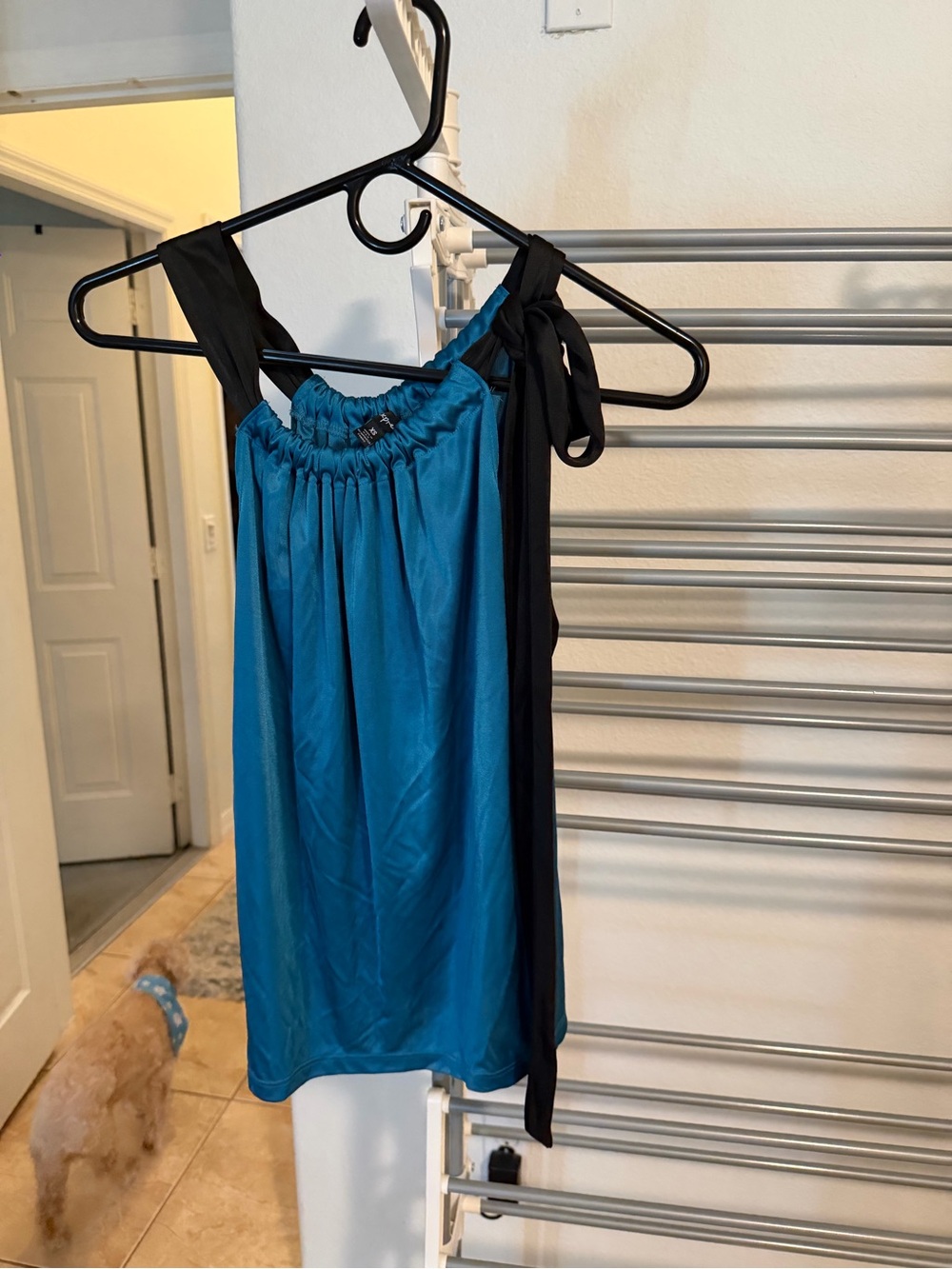 Express Teal and Black Tie-Shoulder Camisole